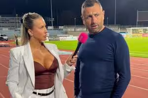 顶级自制力！邮报：一捷克球队主帅因拼命忍住不看性感女记者走红